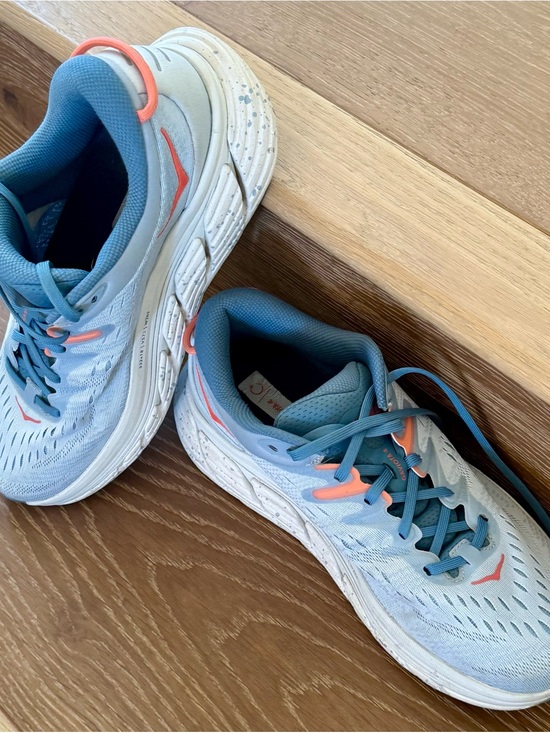 Hoka Shoes - Hoka Women's Light Blue and Coral Running Sneakers